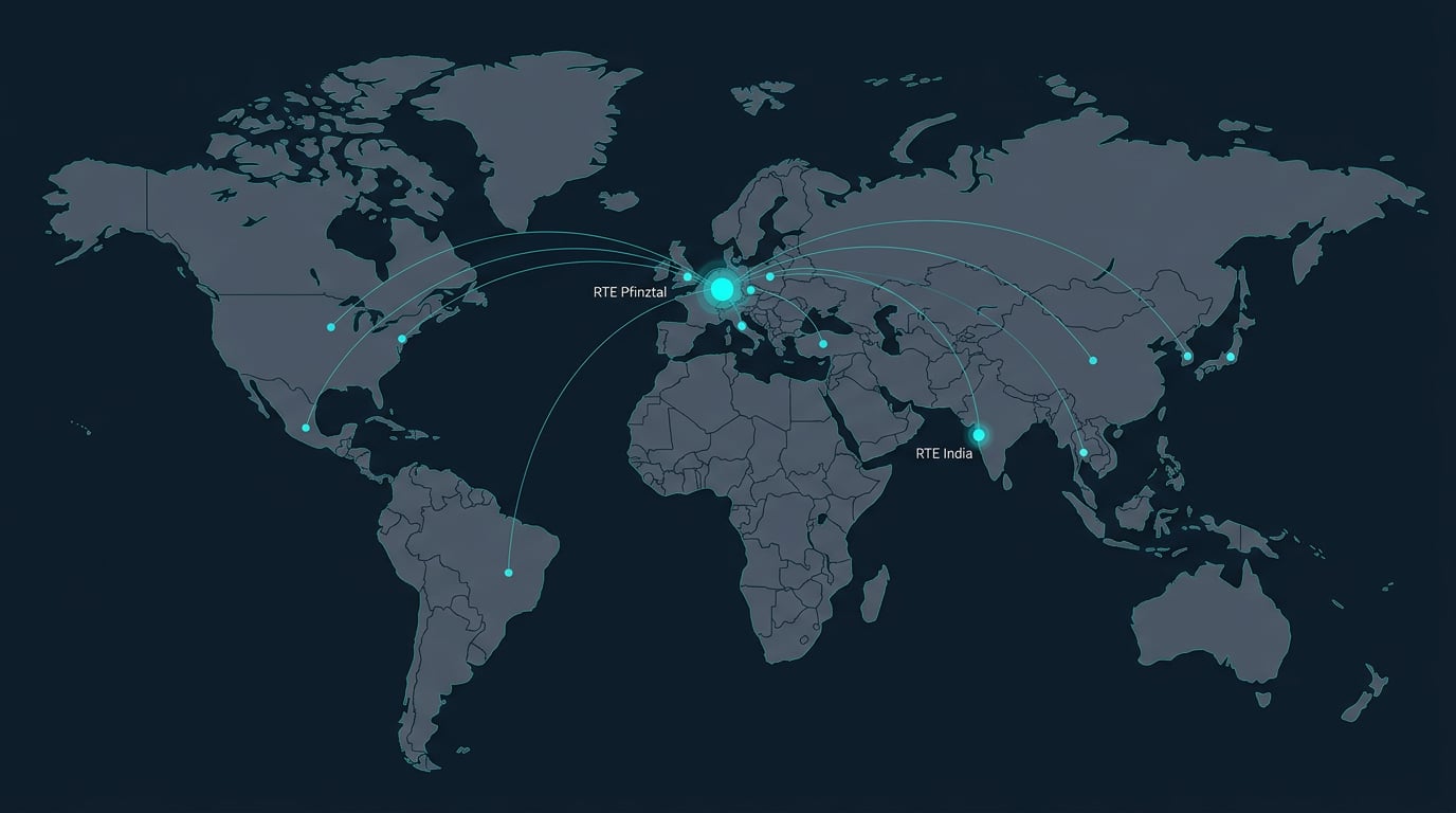 RTE worldwide – global service in over 15 countries, headquarters Pfinztal and RTE India branch